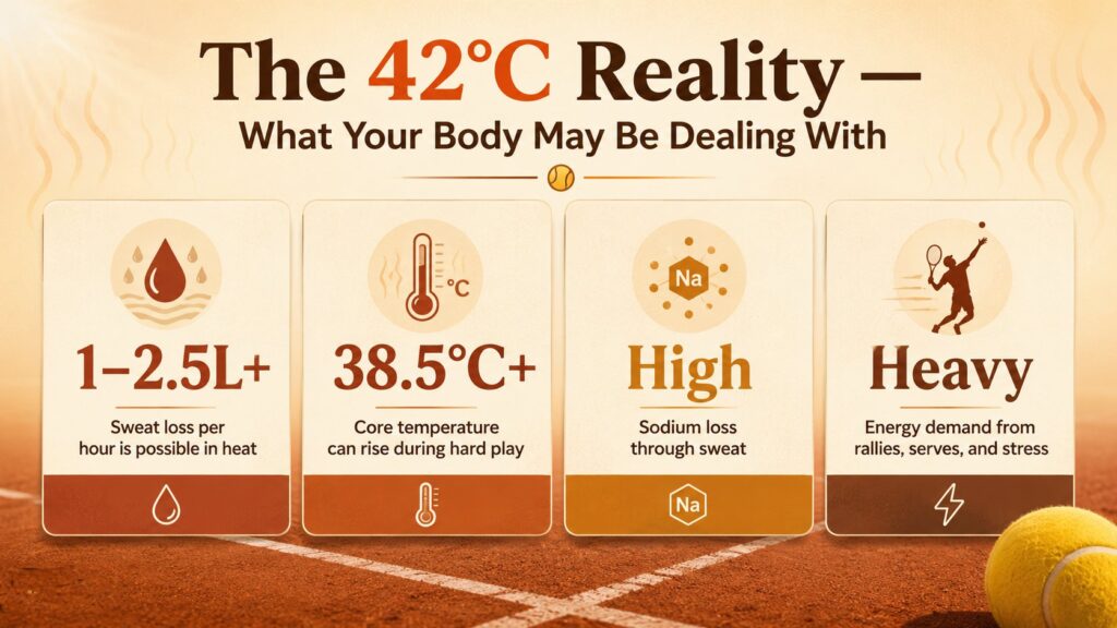 Tennis heat recovery sweat loss and sodium loss