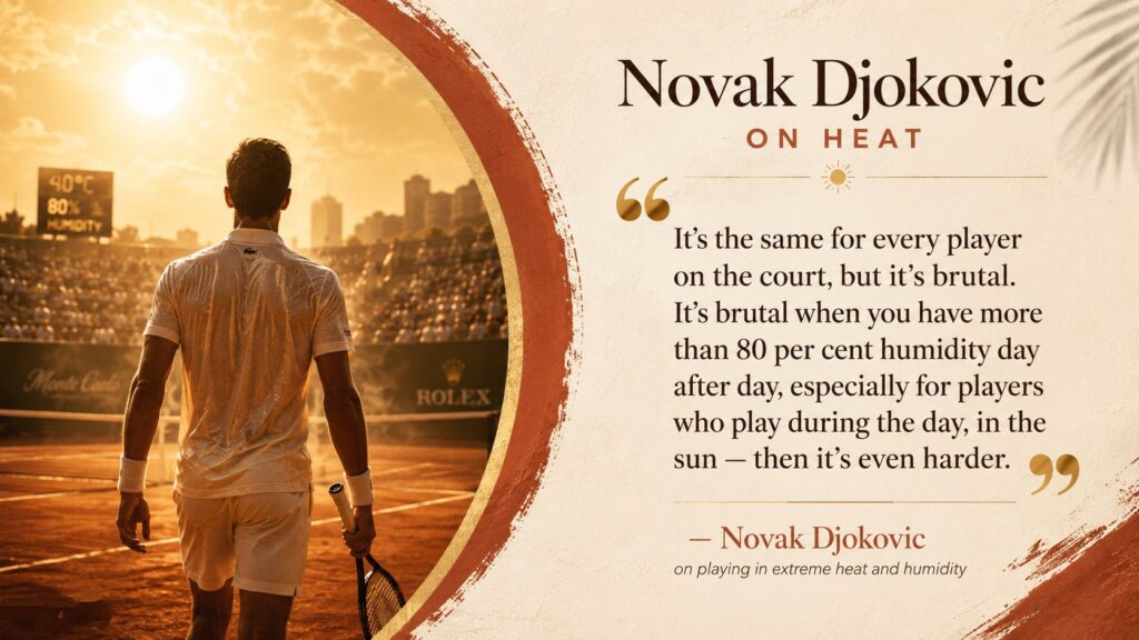 Novak Djokovic heat quote tennis recovery